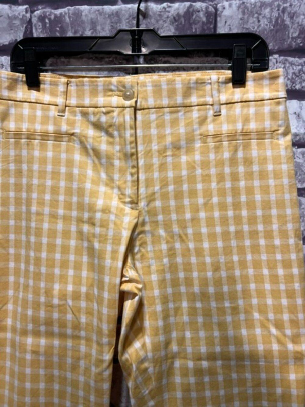 Ann Taylor Yellow & White Check Crop Pants Size 8 - Picture 4 of 8